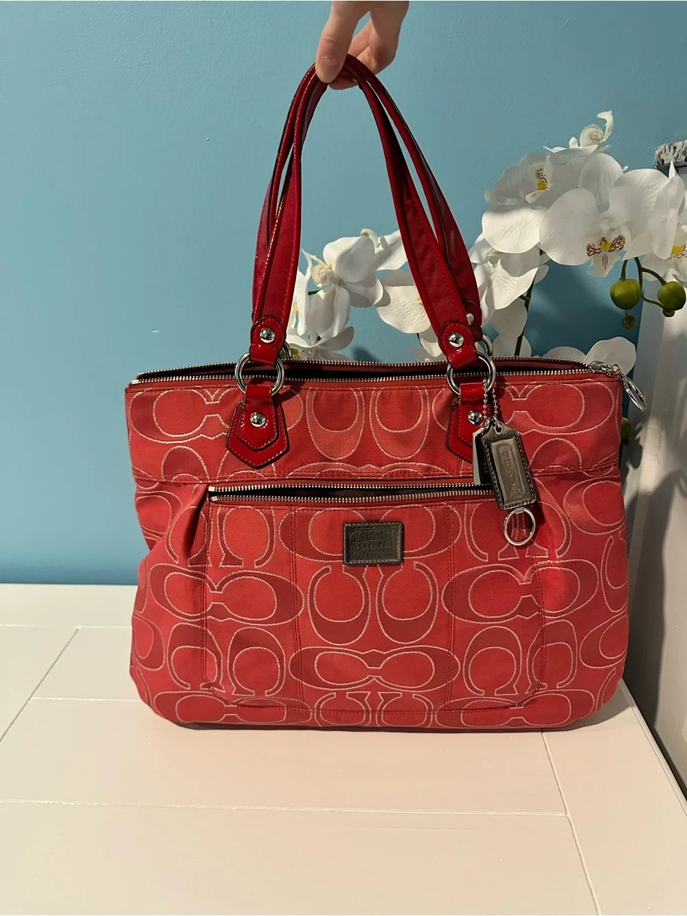 Y2K Vintage Coach Poppy Signature Lurex Glam Tote & Matching Wristlet Set
